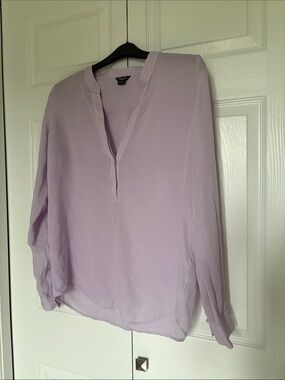 Guess by Marciano Lavender Sheer Split-Neck Blouse